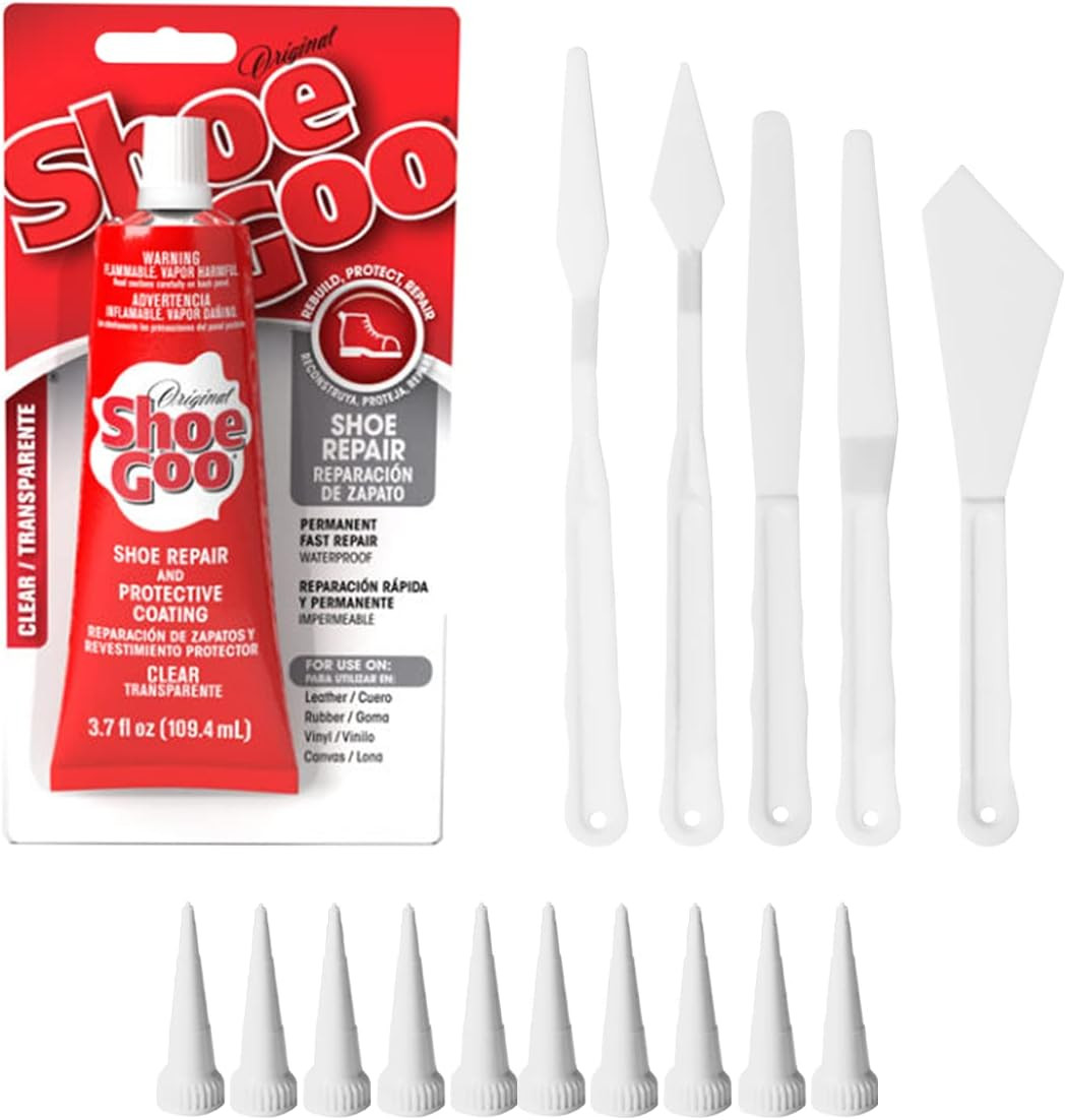Clear Shoe Repair Adhesive Bundle: Includes 10 Snip Tip Applicators and a Set of