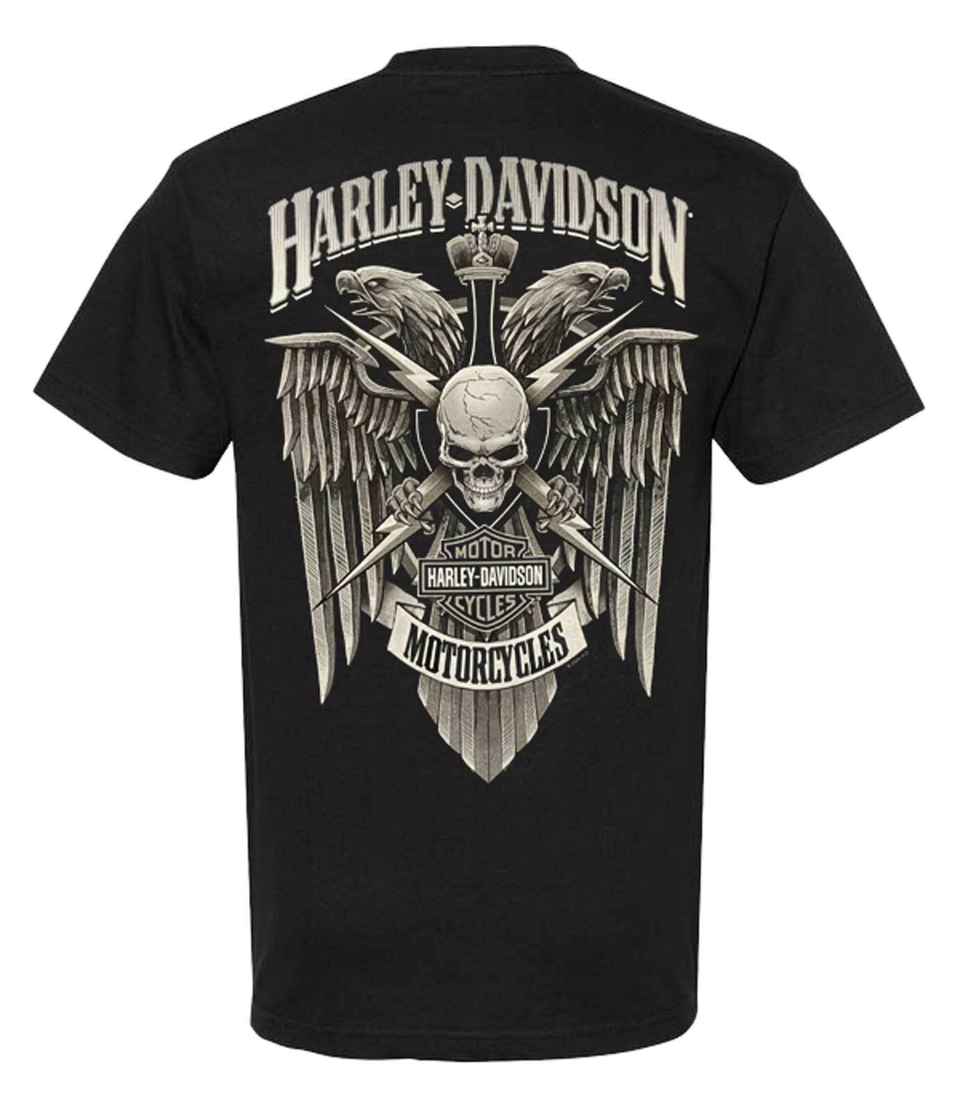Harley-Davidson Men’s Lightning Crest Crew-Neck Short Sleeve Cotton T-Shirt