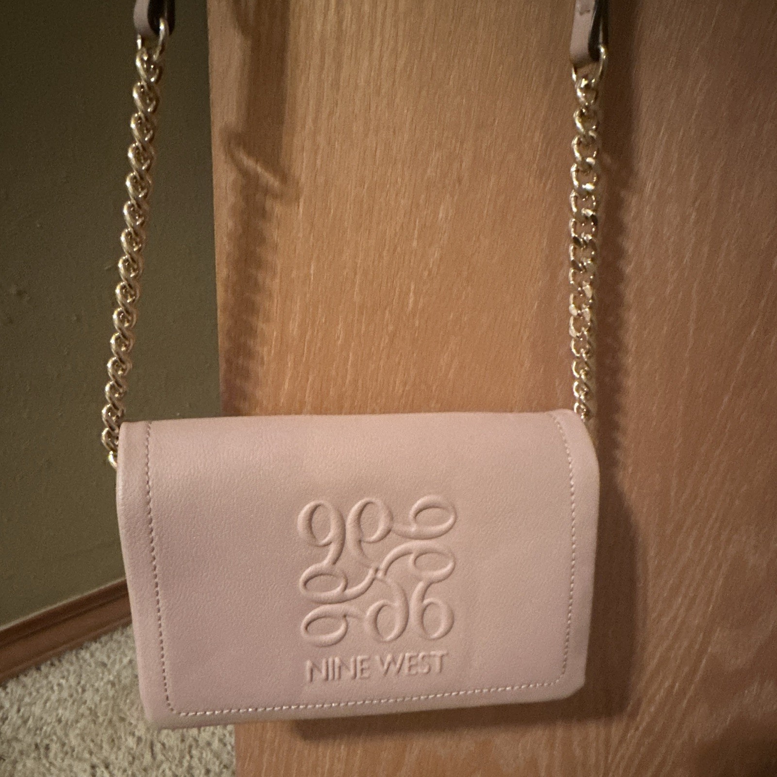 Nine West Pink Small Crossbody Wallet Clutch Detachable Chain Strap Zip