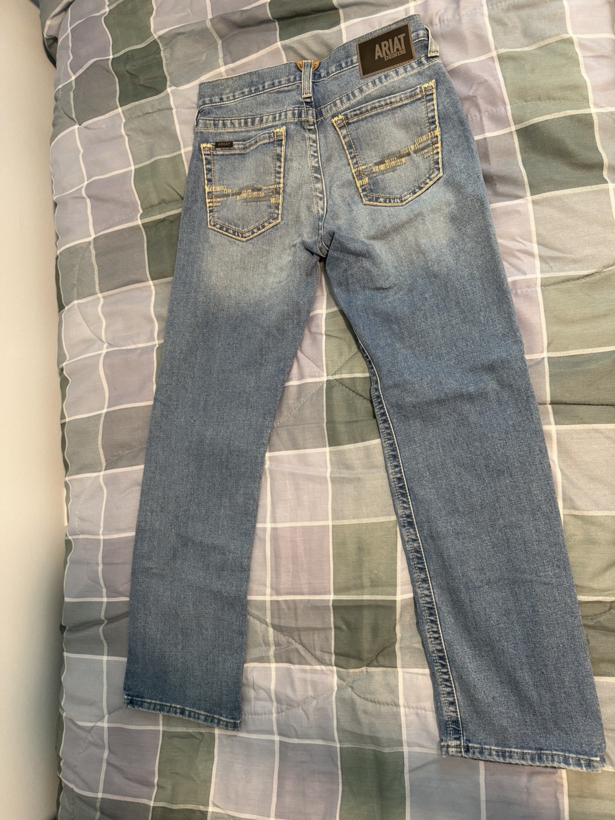 Ariat Men’s Slim Fit Straight Leg Light Wash Blue Denim Cotton Jeans