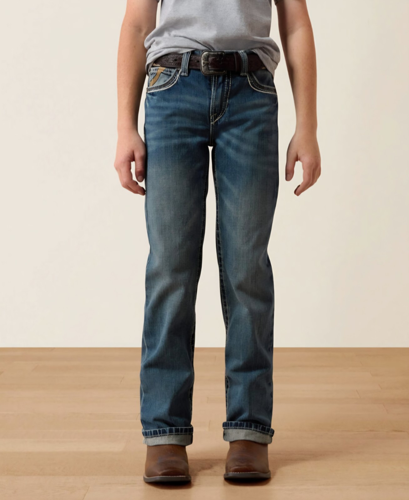 Ariat, Boys Size 14, B4 Relaxed Coltrane Boot Cut Jean in Durango, EUC