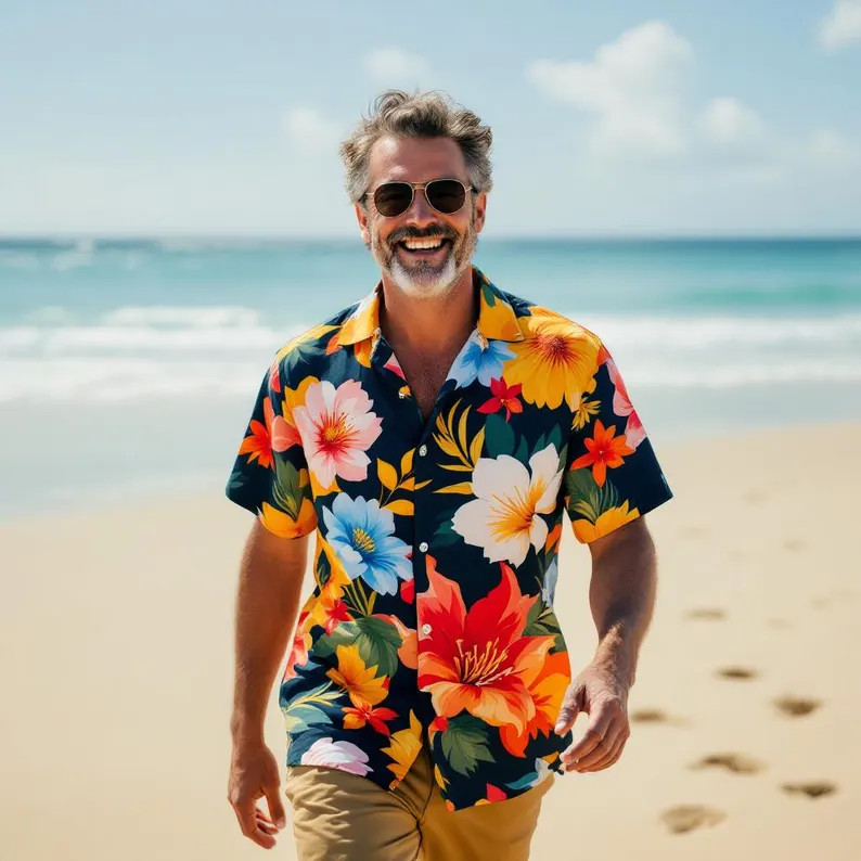 Floral Chest Tropical Summer Hawaiian Shirt V1