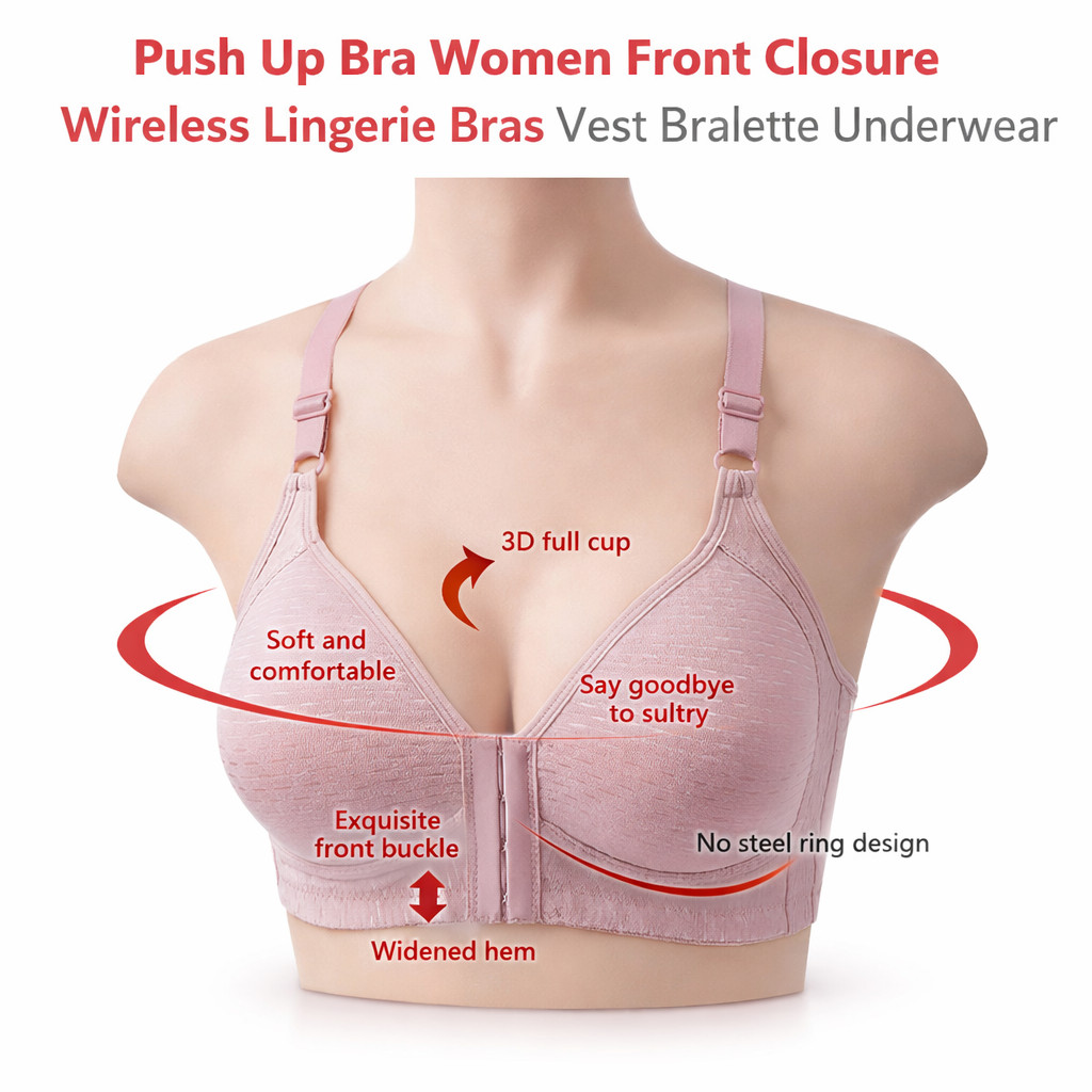 Push Up Bra Women Front Closure Wireless Lingerie Bras Vest Bralette Underwear