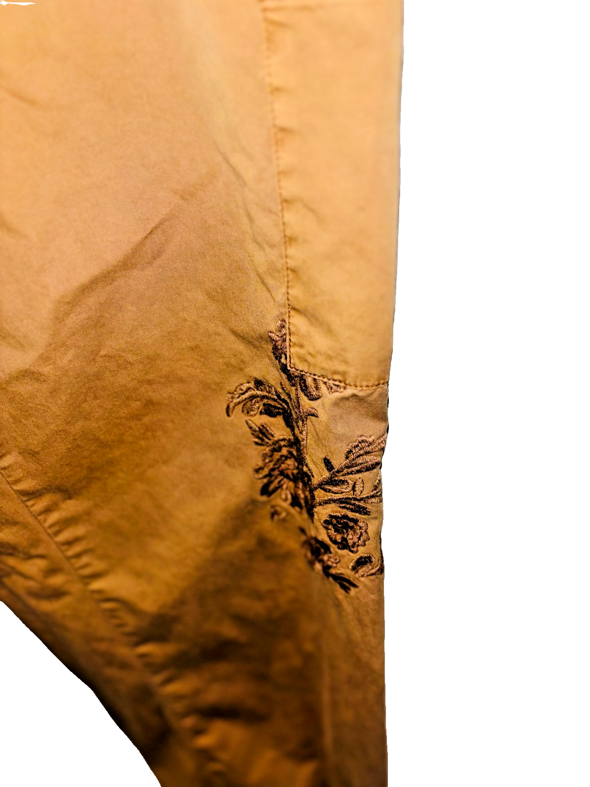 TU 100% Cotton Camel Elasticated Waist Embroidered Combat Trousers, Size – 18