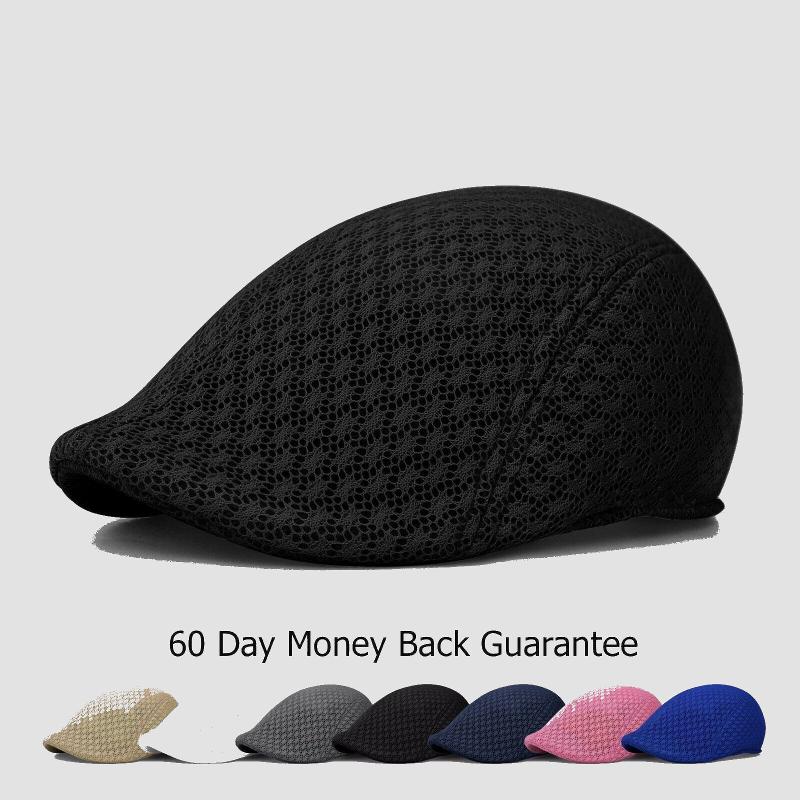 Duck Mesh Summer Gatsby Cap Mens Ivy Hat Golf Driving Sun Flat Cabbie Newsboy