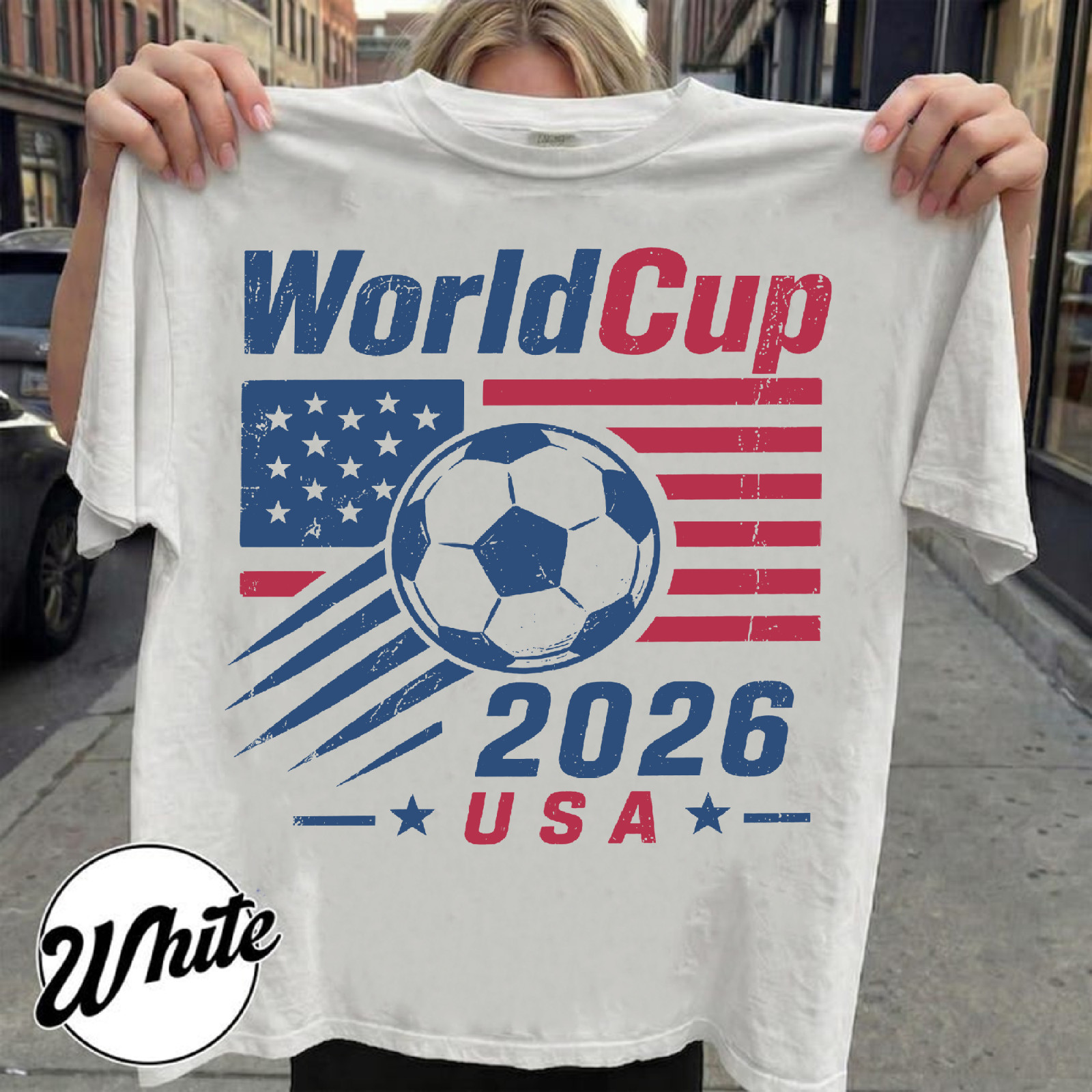 Retro USA 2026 Soccer Shirt, American Flag Football Graphic Unisex T-shirt Y2k