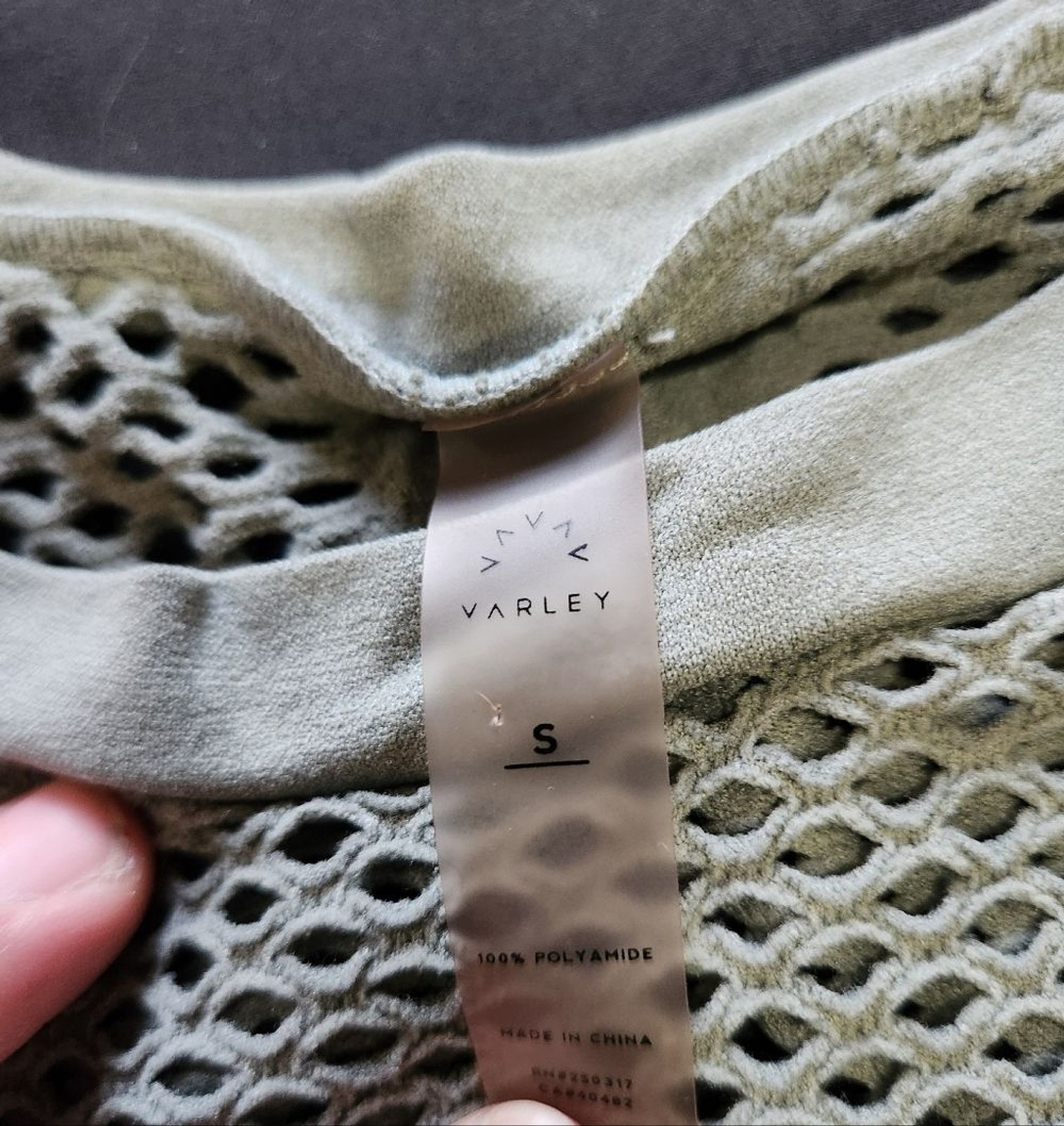Varley Olive Mesh Short Sleeve Tee Size S