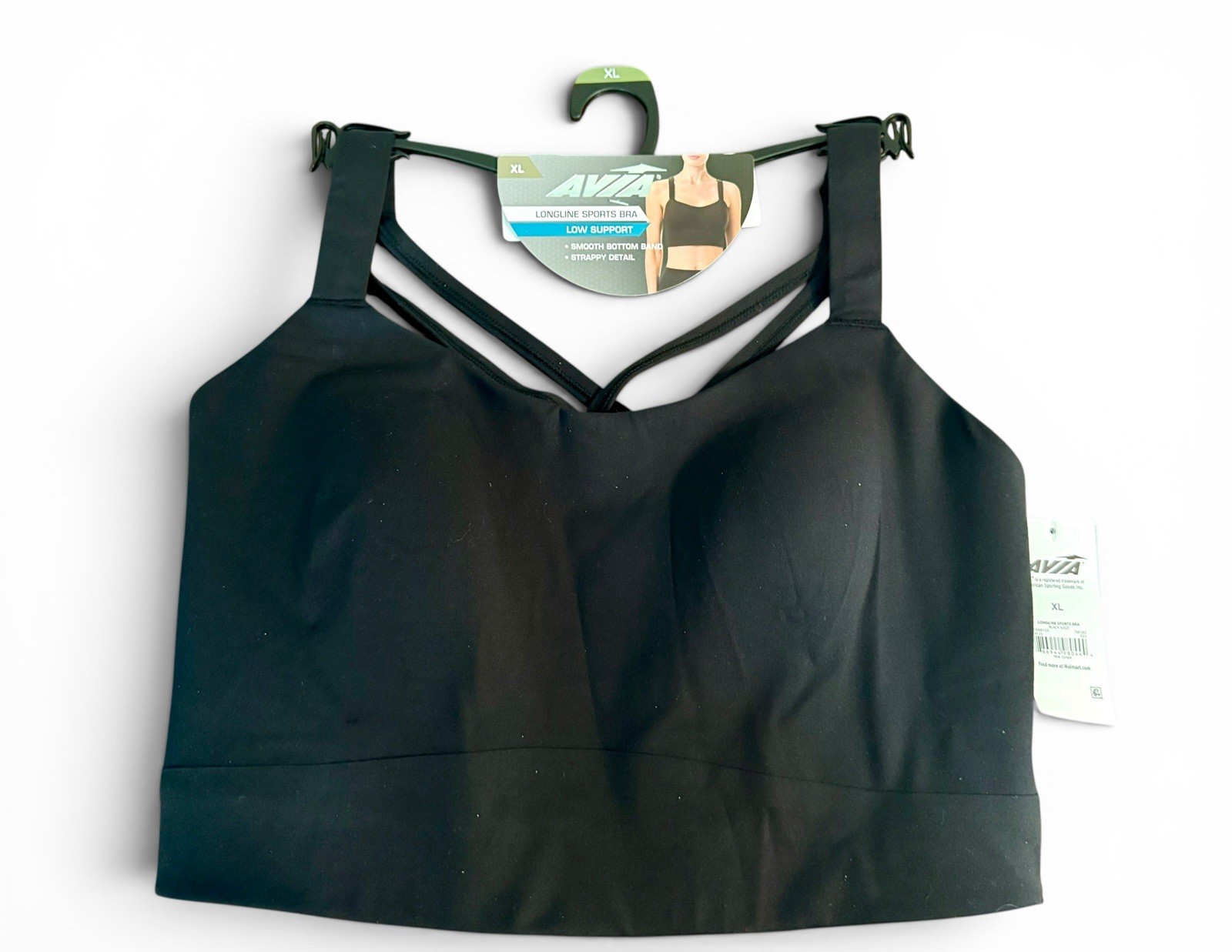 Avia Longline Low Support Strappy Sports Bra Black XLarge NWT Molded Cups