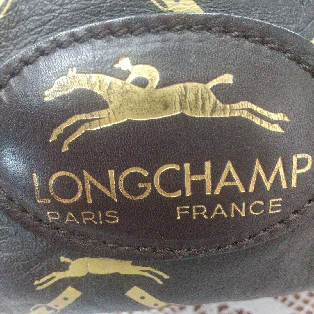LONGCHAMP Brown Leather Equestrian Horse Belt Pattern Travel Bag Satchel