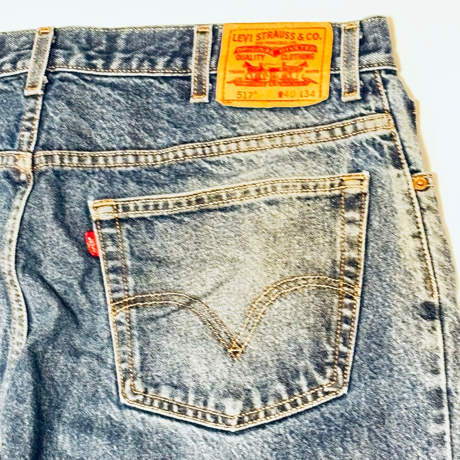 Levi’s 517 boot cut men’s blue washed wide leg jeans pants sz 40X34