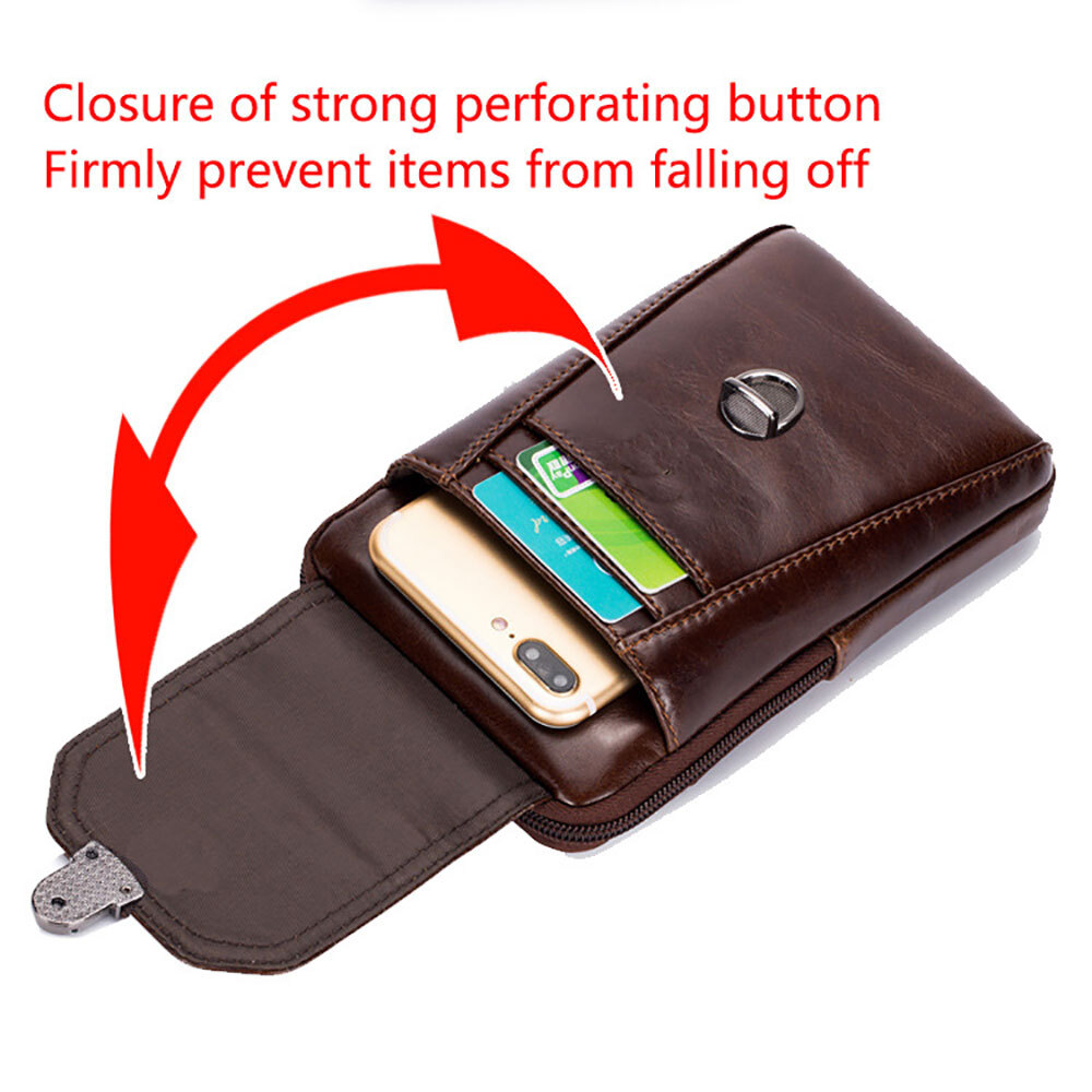Retro cowhide leather men’s single shoulder crossbody bag cell phone waist bag