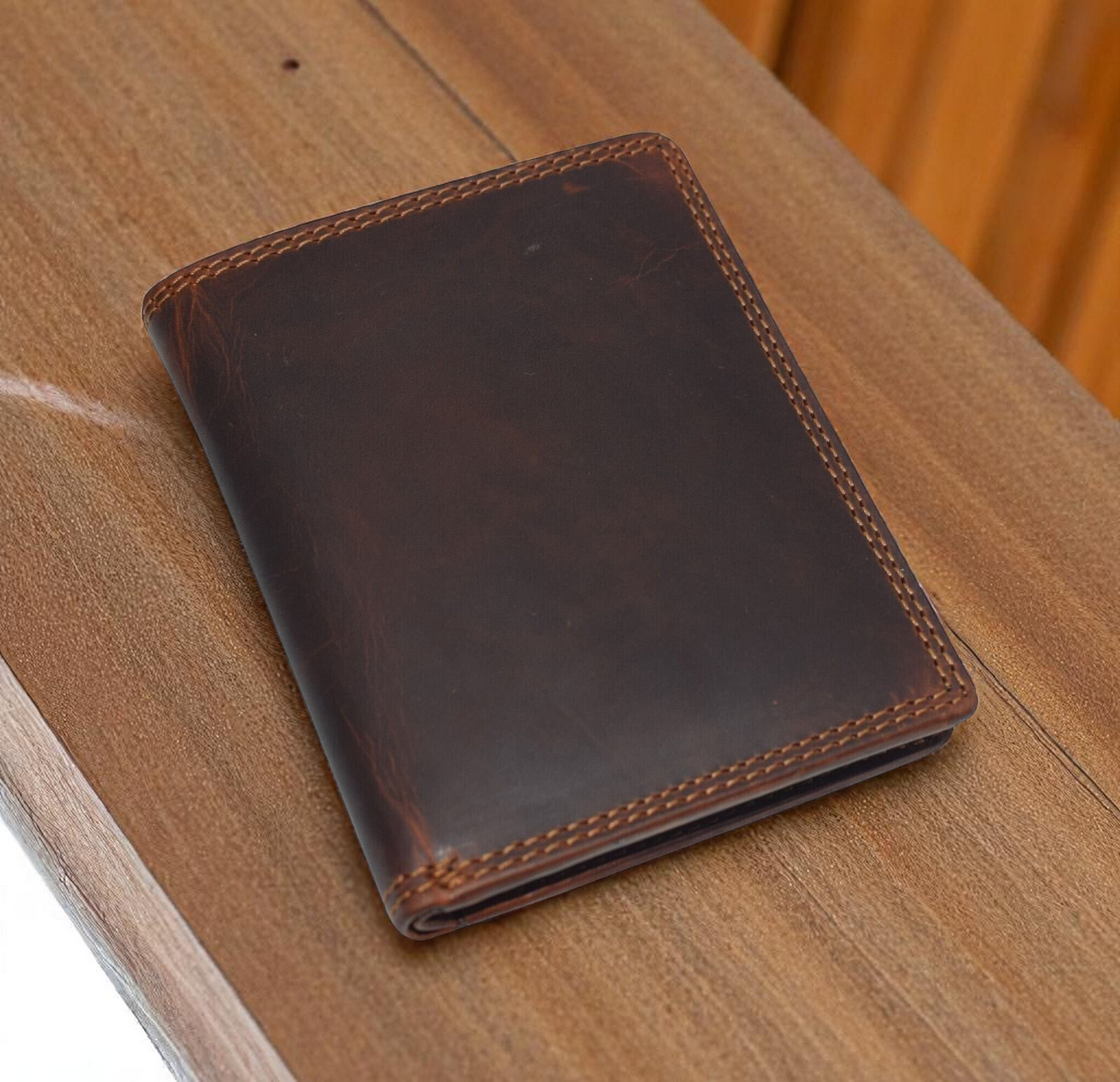 Vintage Leather Mens Slim Bifold Wallet RFID Blocking Credit Card Holder Wallets