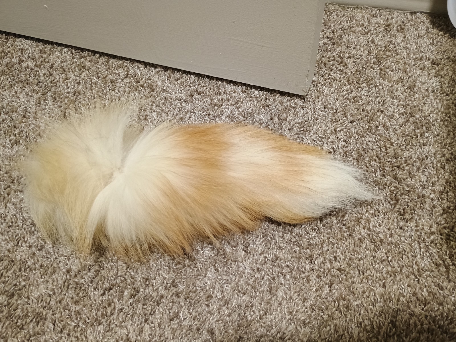 16″-18″ Cream Colored Fox Fur Tail Keychain Bag Charm Furry Costume Cosplay
