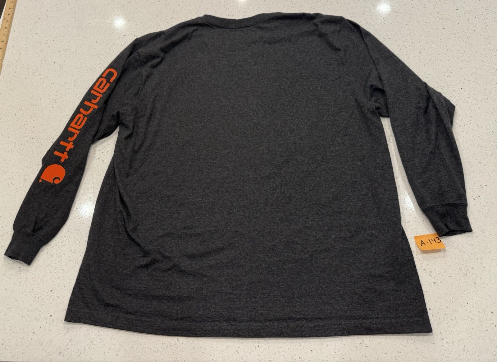 Carhartt Loose Fit Long Sleeve Shirt Mens 2XL Charcoal Grey Orange Crew Neck