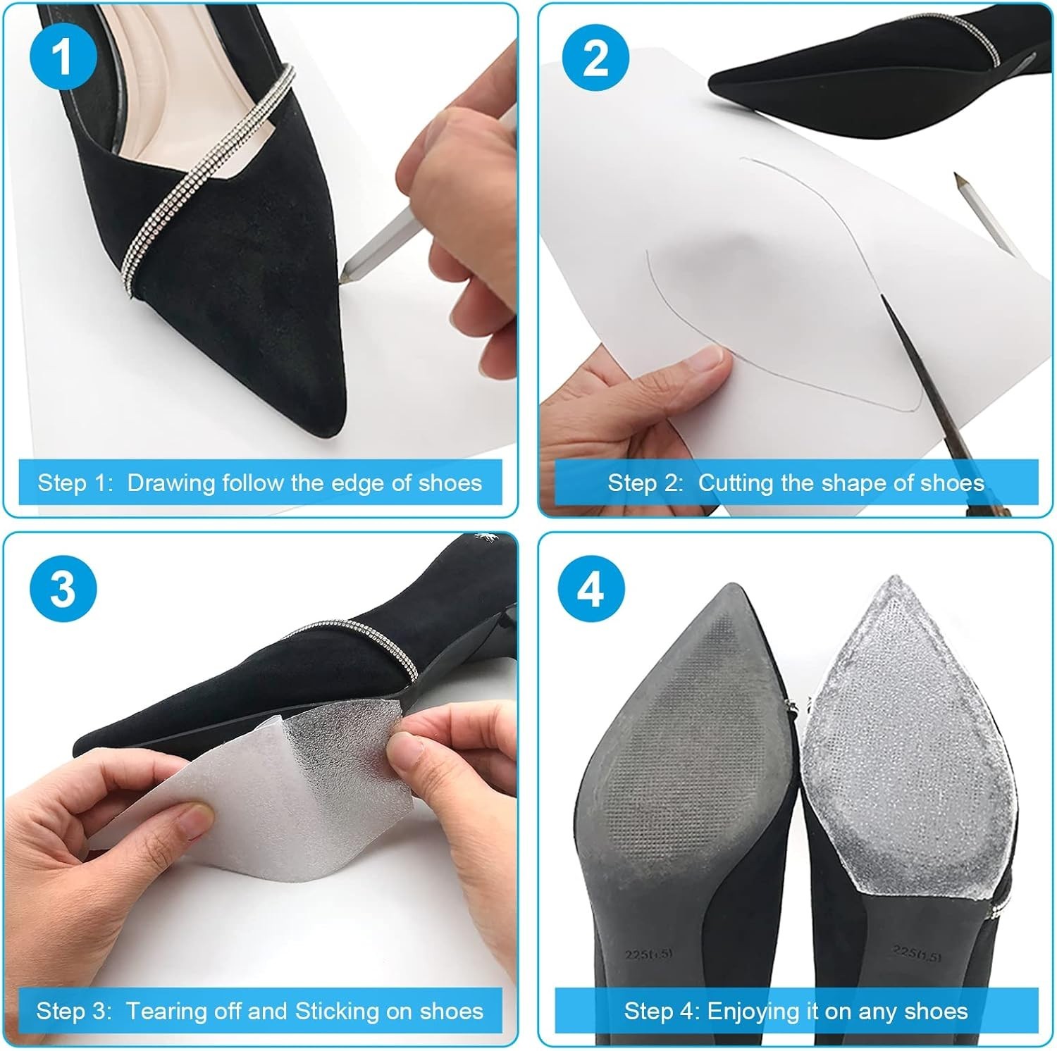 Durable Anti-Slip Shoe Sole Protectors – Clear PEVA Covers for Sneakers & Heels