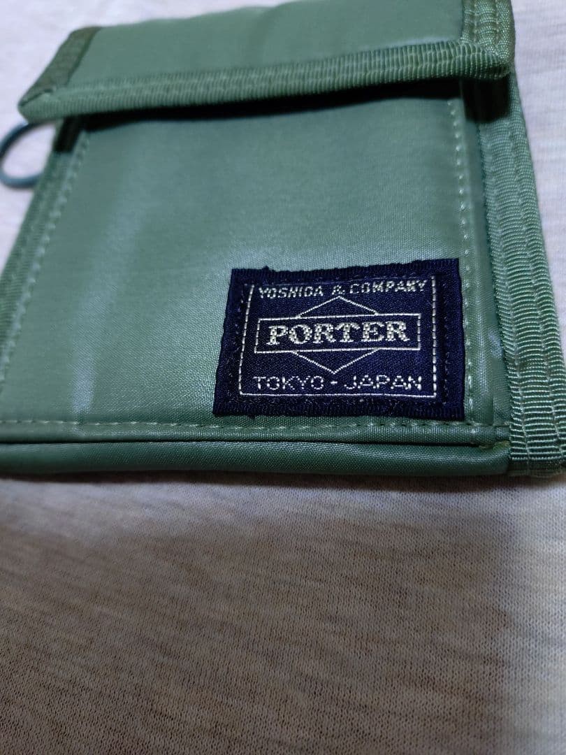 Porter Capsule Wallet Green Used 12cm x 10.5cm Compact Mens Wallet