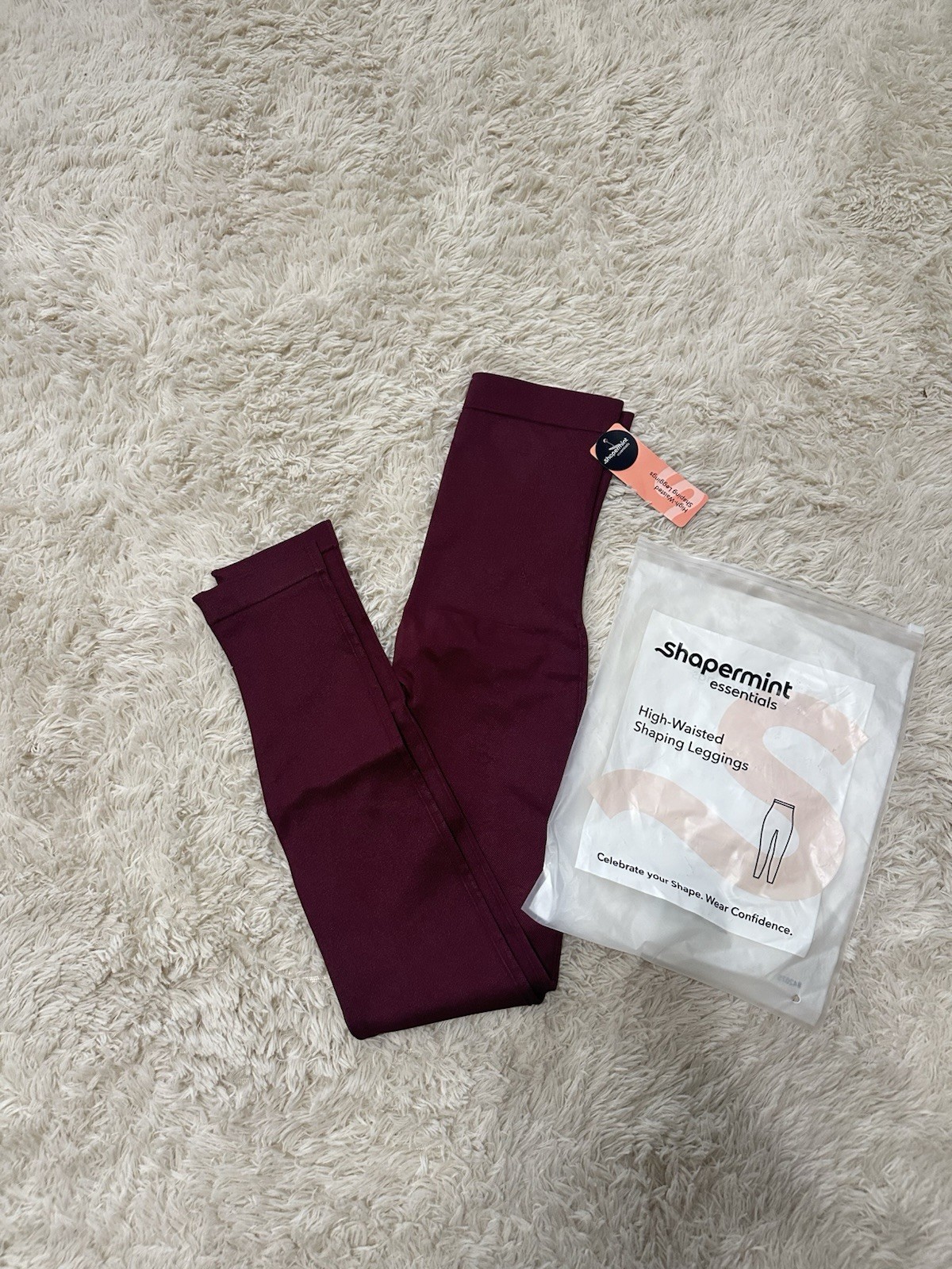 Shapermint Essentials High Waisted Shaping Leggings Burgundy Womens Size Small/M