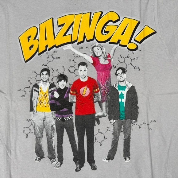 Big Bang Theory Bazinga Graphic T Shirt Grey Pop Culture Tee Size Small