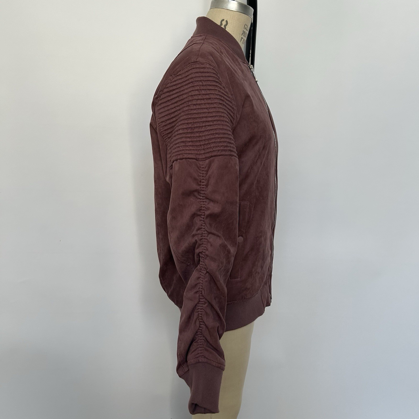 Project X Paris Burgundy faux Suede Bomber Jacket#bomber #suede