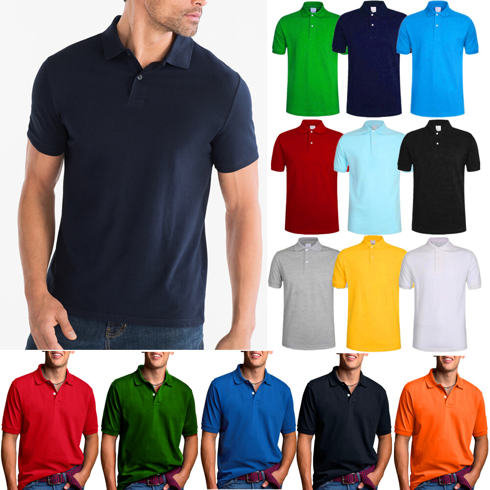 Men’s Polo Shirt Dri-Fit Quick-Dry Golf Sports Tee Cotton Jersey Plain T Shirt