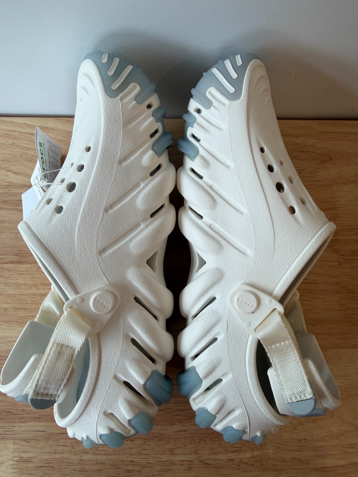 Crocs Echo Icey Ro Clog Bone White Blue Translucent Sole 211458-0WV W8 / M6 NWT