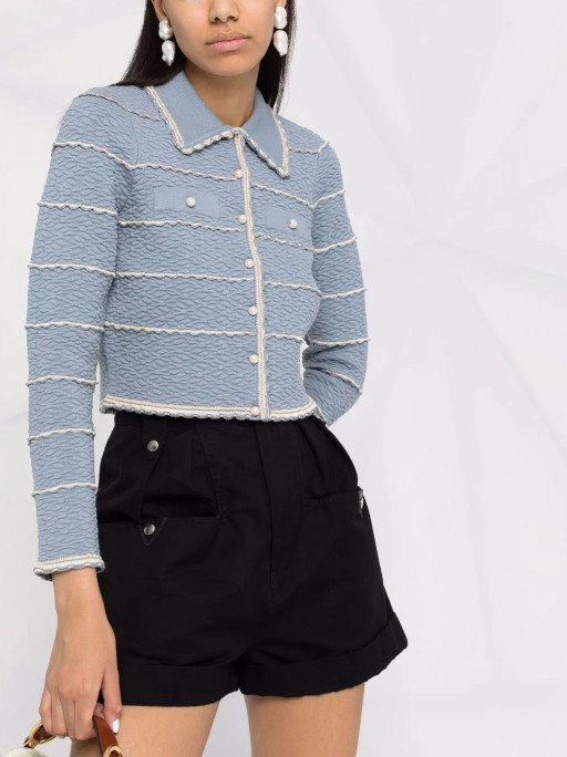 Sandro Paris Women’s Infinity Blue Stripe Knit Cardigan Size 1 (S) BRAND NEW