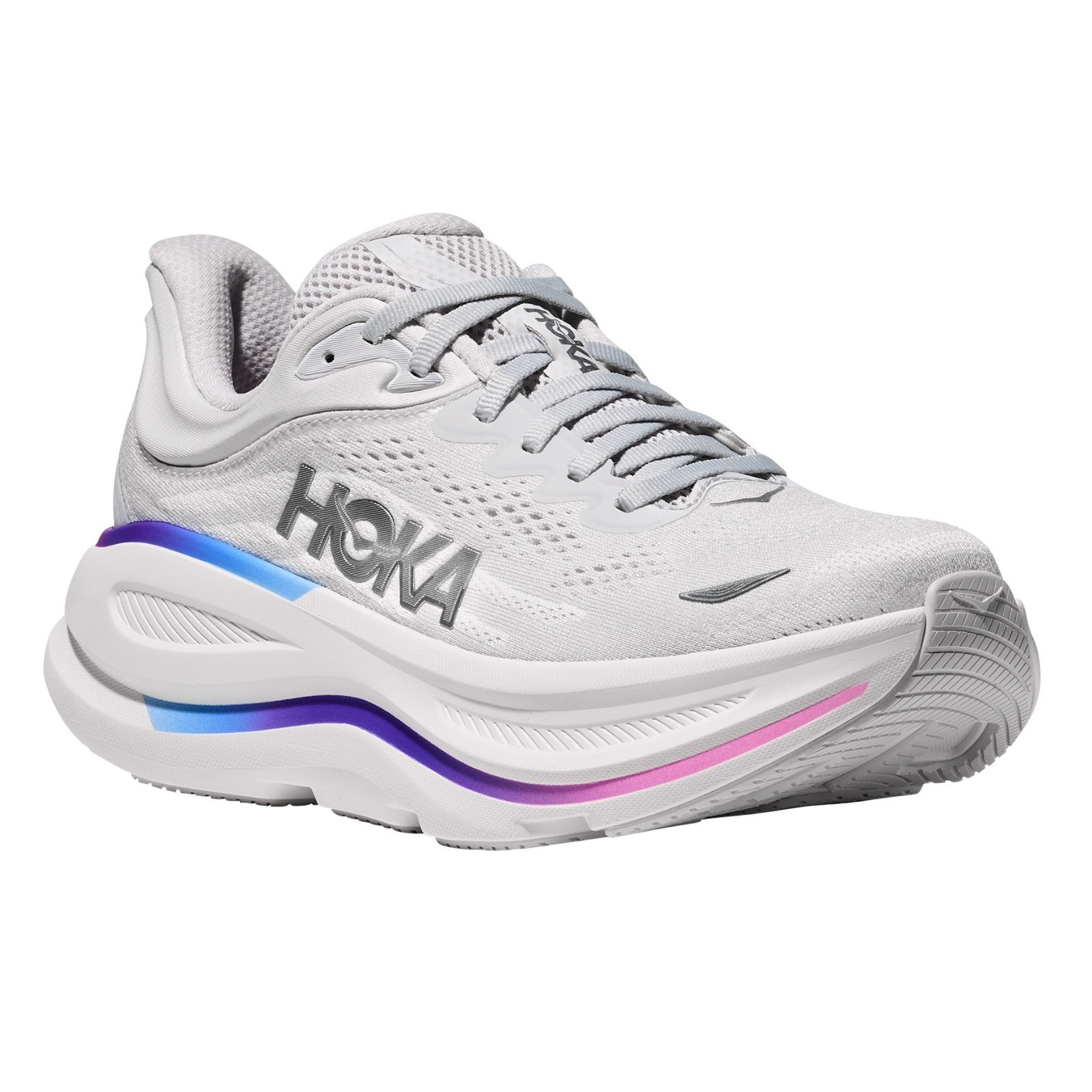 HOKA Bondi 9 Road-Running Shoes – Women’s, Color: Cosmic Grey/White, New.