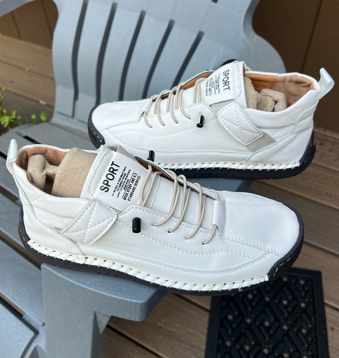 Casual White Driving Shoes Slip On Comfort Sneakers Size EU 38 – Men 6 or W 7.5