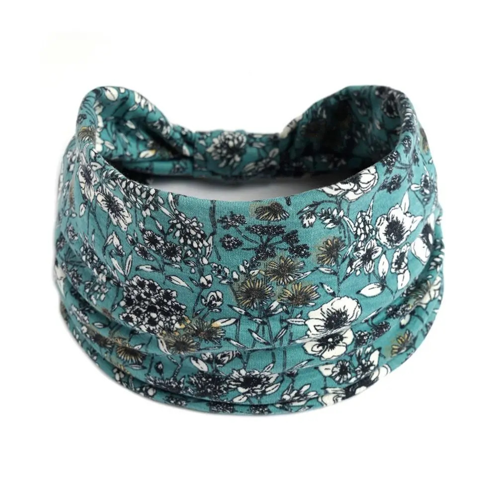 Bohemia Print Wide Headbands New Vintage Elastic Knot Turban Headwrap for Women