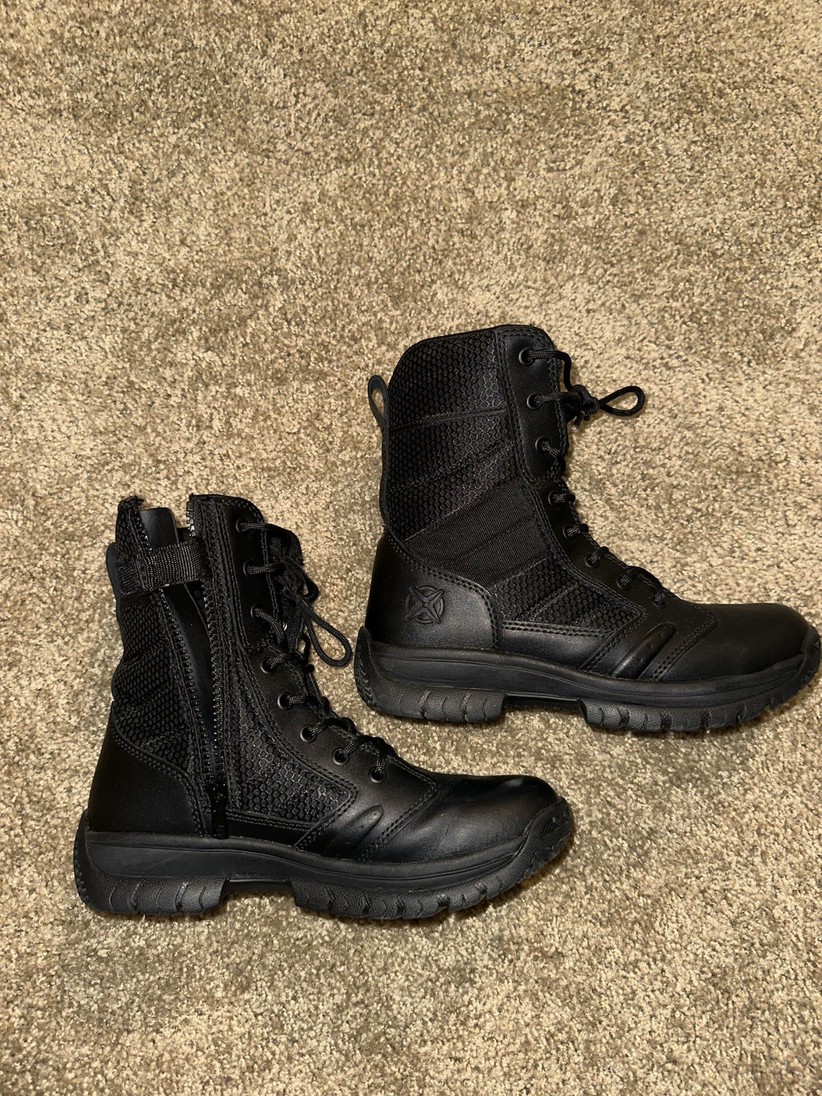 Tactical Performance Women’s Black Tactical Ankle Boots Lace-Up Side Zip 8B