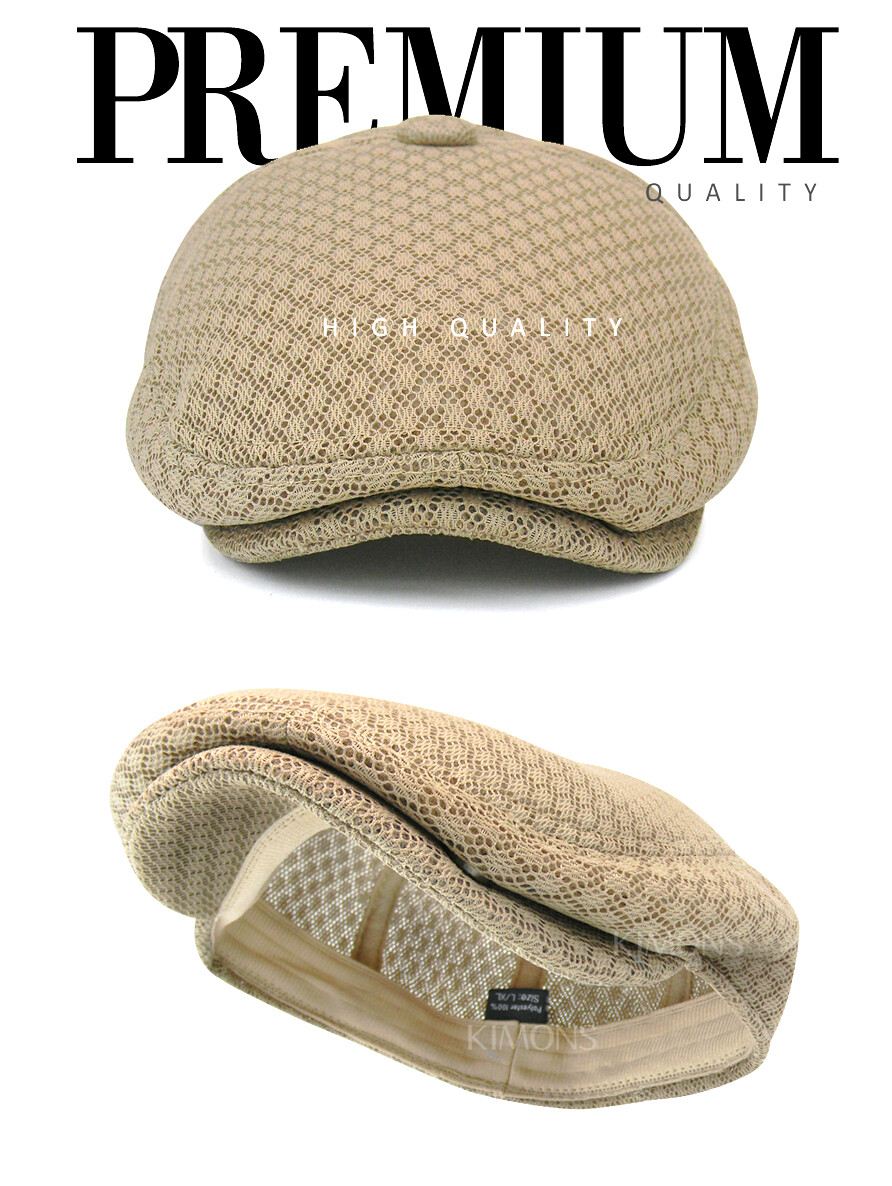 Button Mesh Newsboy Gatsby Cap Mens Ivy Hat Golf Driving Summer Sun Flat Cabbie