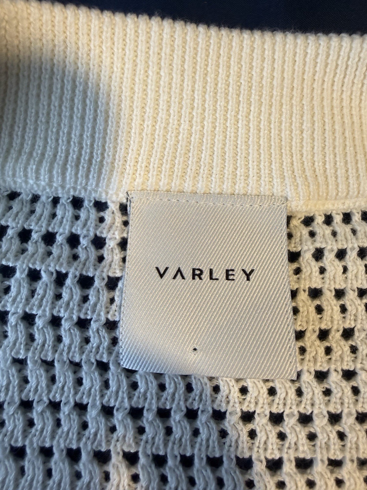 Varley Callie Knit Top M Egret Cream Medium Women’s Button Short Sleeve Shirt