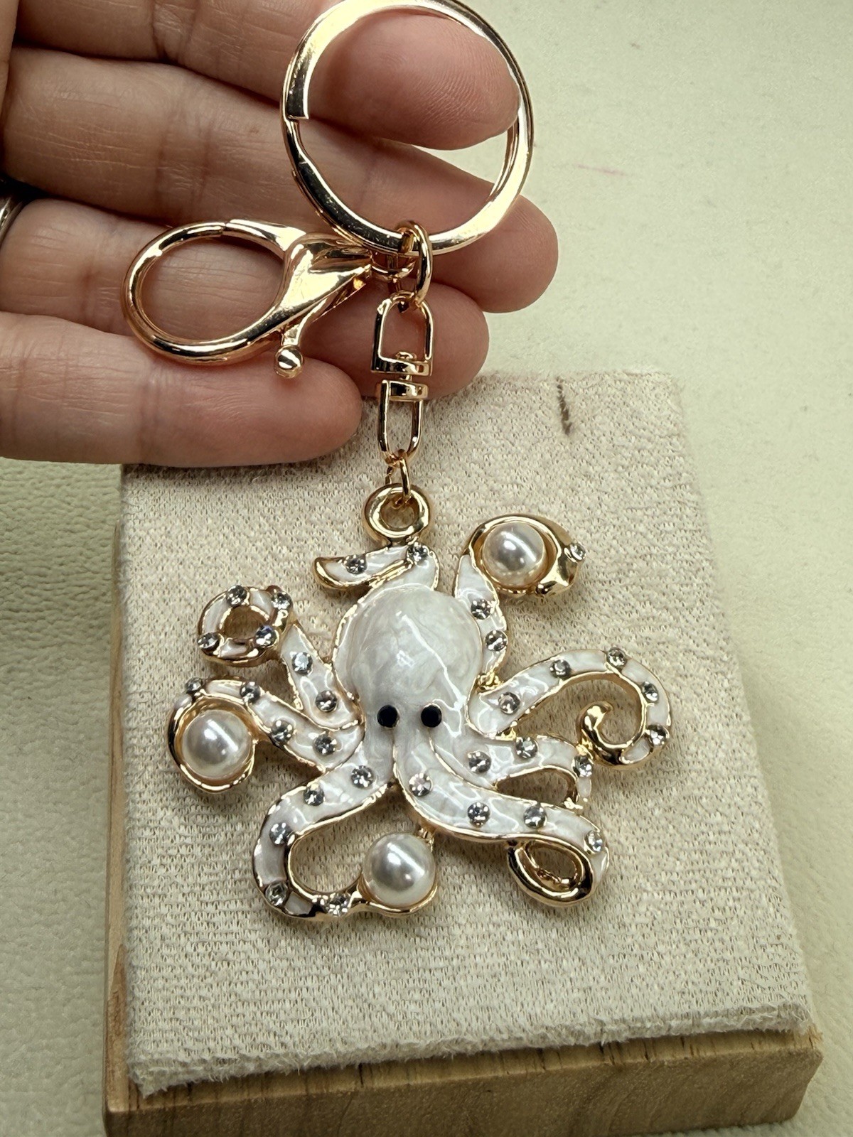 7PC Keychain Bundle Bear Cherry Apple Ladybug Octopus Boot Perfume Pom Pom