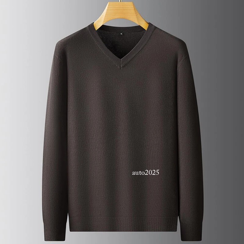 Autumn Winter V-Neck Sweater Men Soft Warm Cashmere Pullover Mens Sweaters