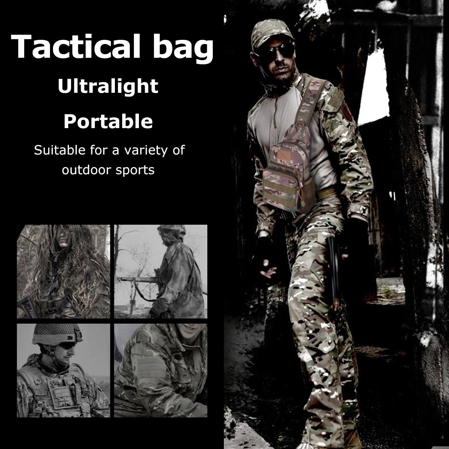 Men Outdoor Tactical Backpack Shoulder Sling Bag Chest Pack Sport Travel Hiking