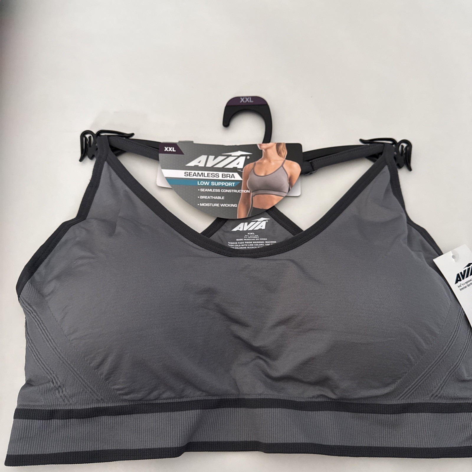 Avia – Women’s Low Support – Seamless – Cami Sports Bra – Size XXL – Gray NEW