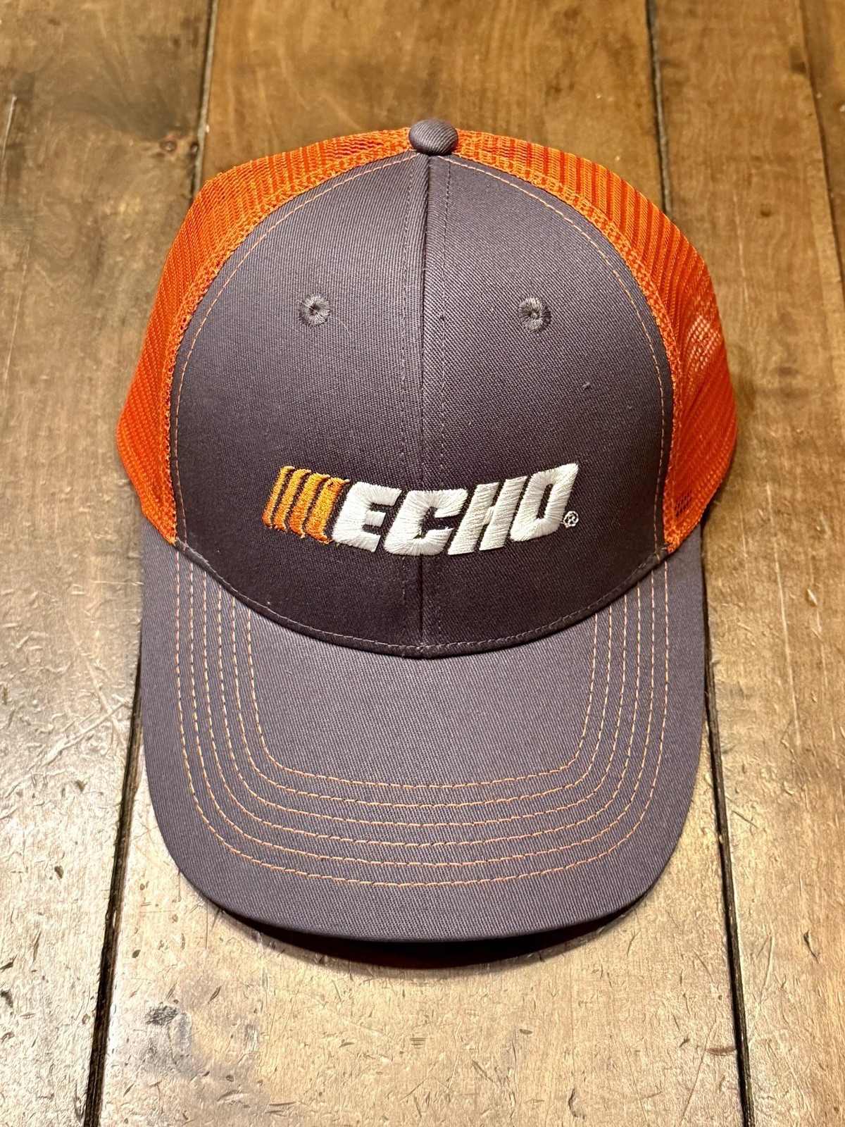 ECHO Brand Adjustable Baseball Cap Orange/Gray Genuine OEM