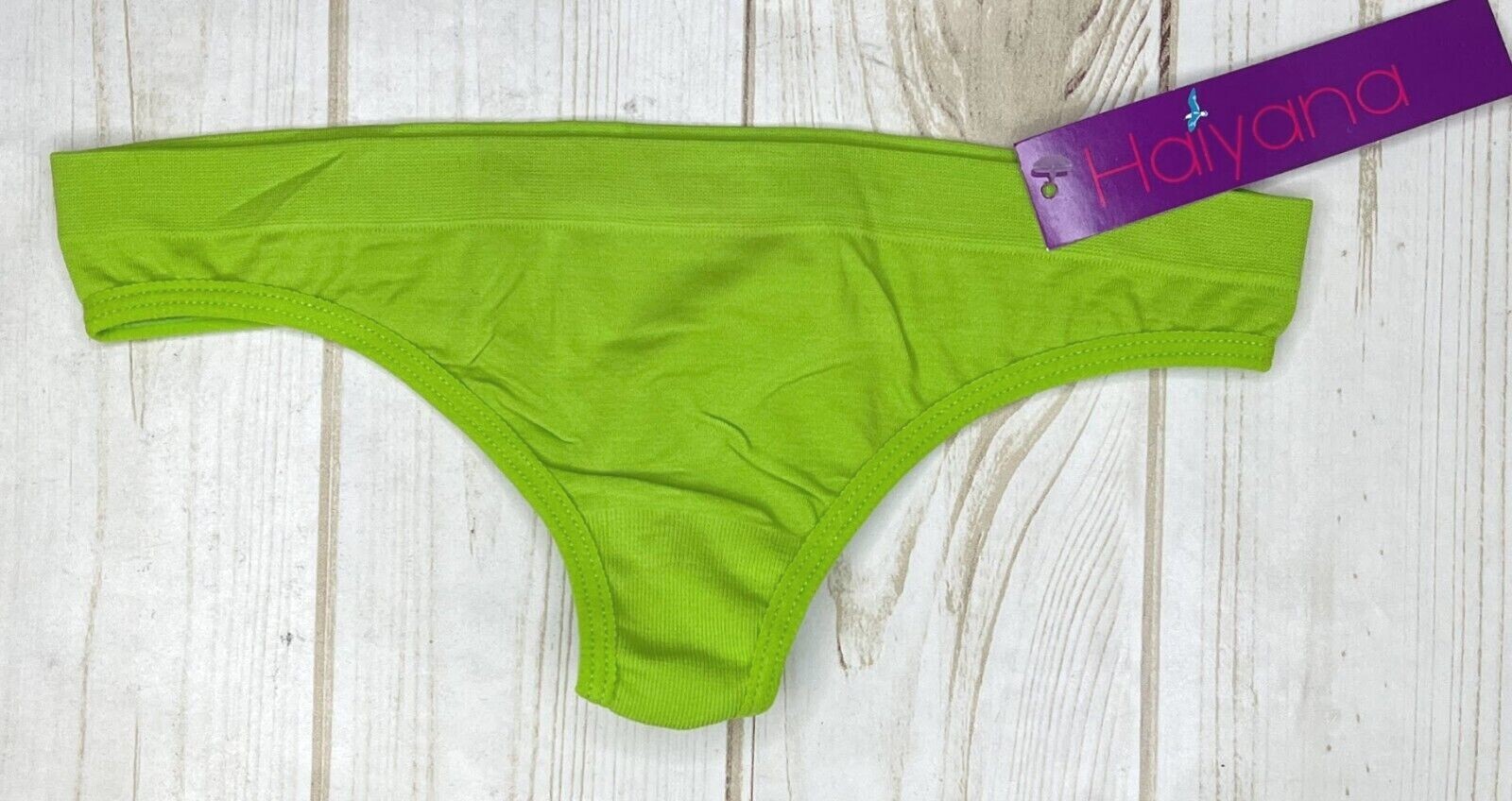 New Haiyana Women’s Lime Green Thong Panties Size S / M Sexy G-String NWT H7