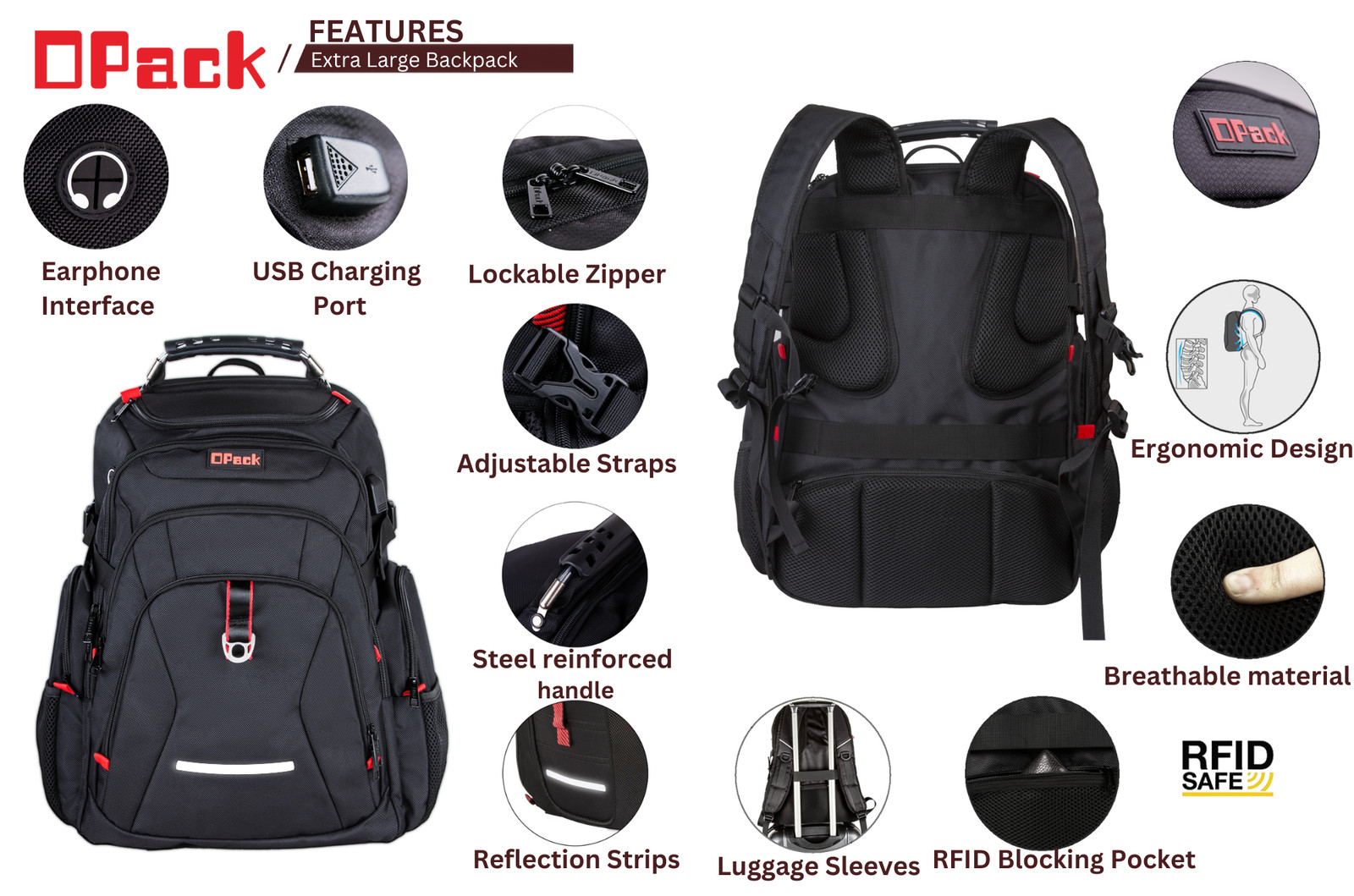 Extra Large TSA Friendly Durable Travel Backpack Anti-Theft 17″ Laptop Bag