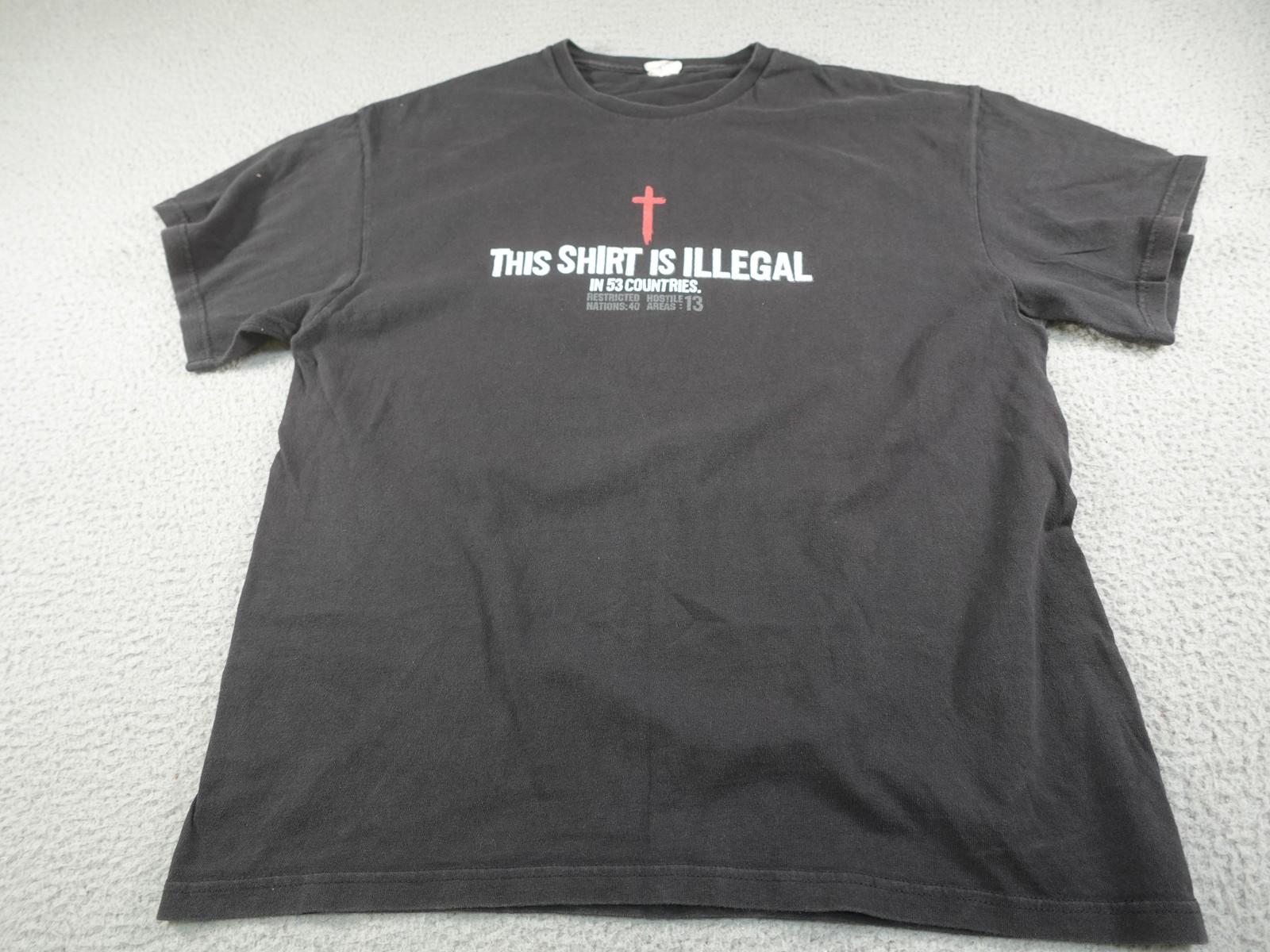 This Shirt Is Illegal Christian Shirt Mens XL Black Jesus Cross Romans 1:16 Y2K