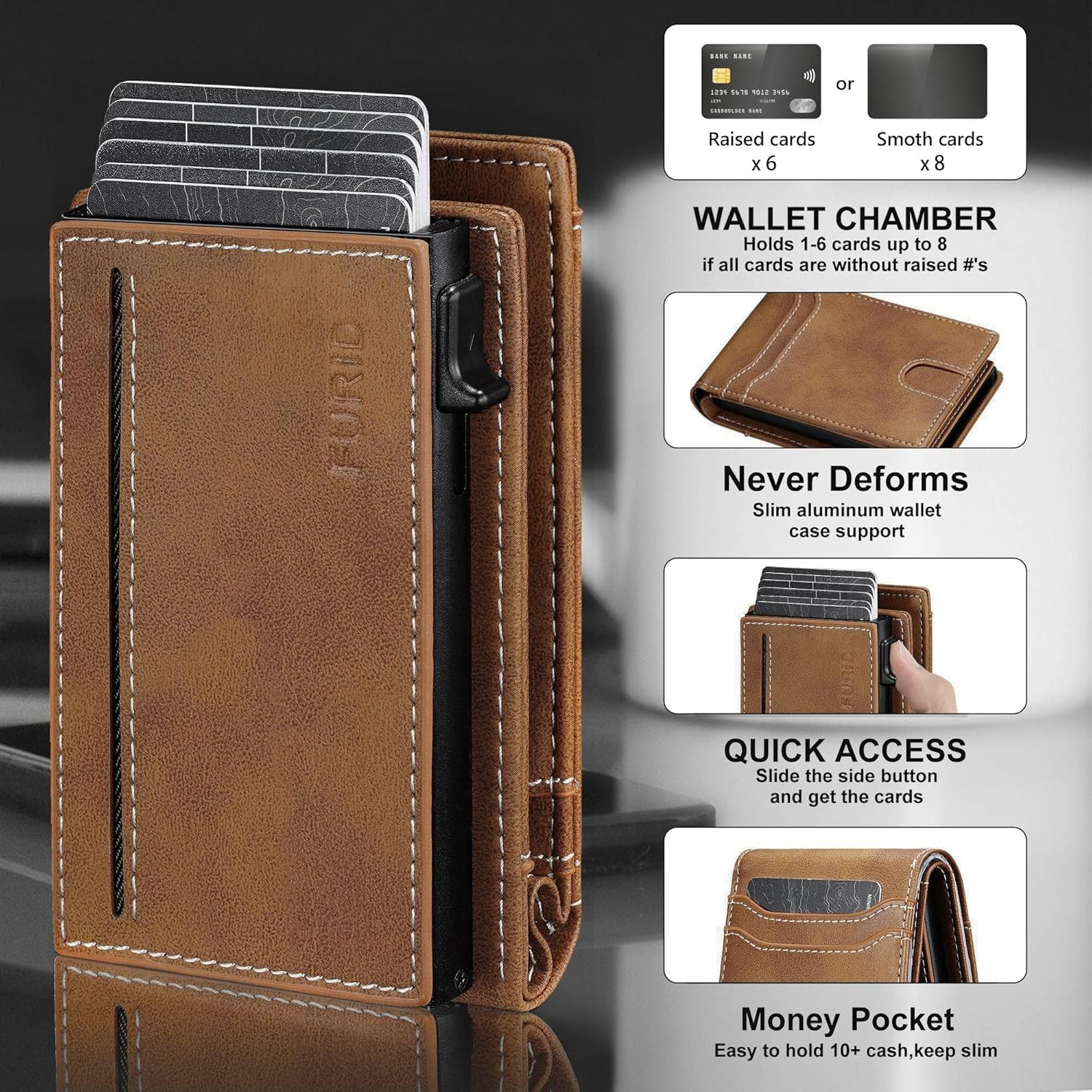Card Wallet for Men Slim: Smart Rfid Minimalist Front Pocket Pop up Wallet with