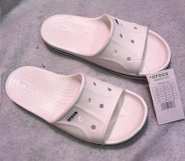 NWT Crocs Bayaband Unisex White Slide Sandals Men 7 Women 9