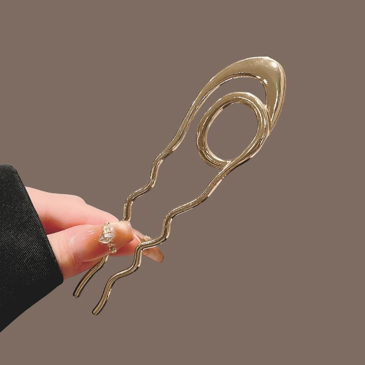 1Pcs French Hair Pins for Women Alloy Golden U-Shaped Magic Grip Hairpins Hair S