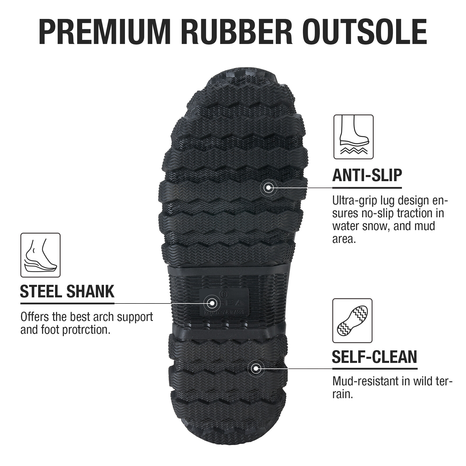 HISEA Men’s Rain Boots Waterproof Insulated Fishing Hunting Farm Mud Work Boots