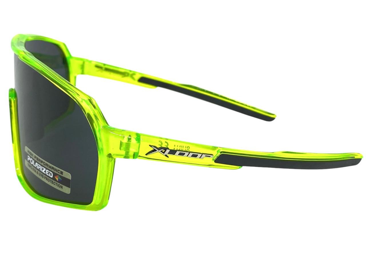 Sporty Biker Wrap Around Shield Fishing POLARIZED SUN GLASSES Large Green Frame