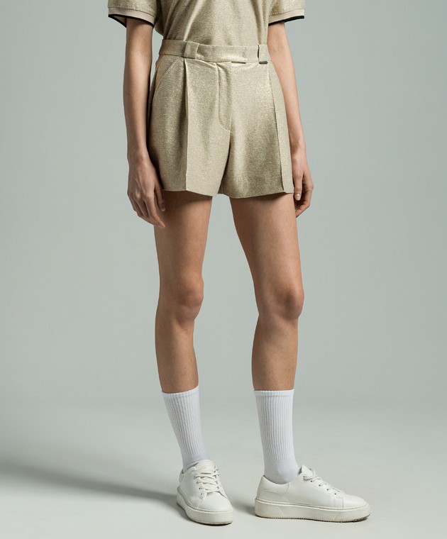 BRUNELLO CUCINELLI WOMEN’S LIGHT GOLD LINEN SHORTS MSRP $1315