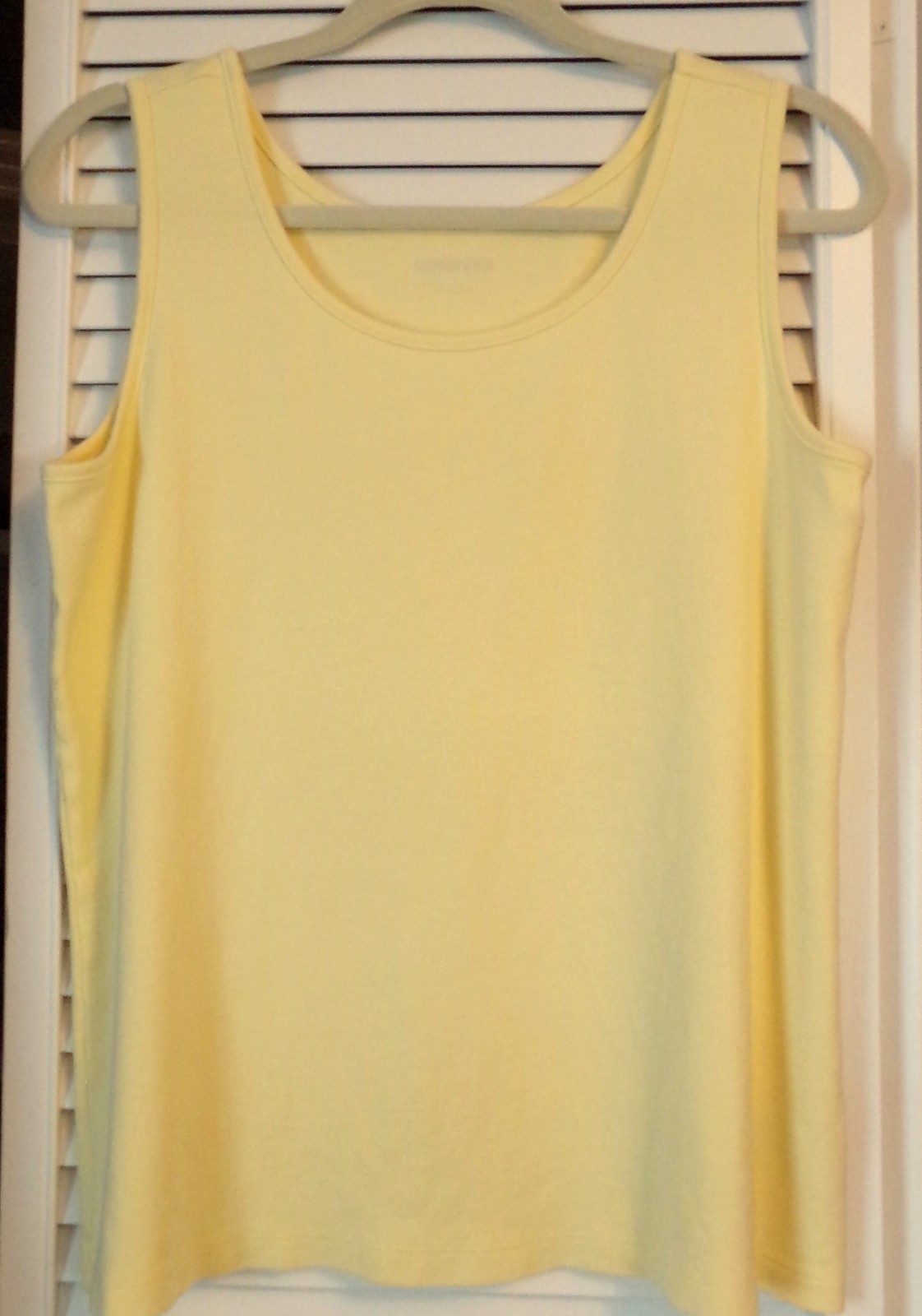 Lands End Scoop Neck Tank Top 100% Cotton Lemon Yellow Lg EUC