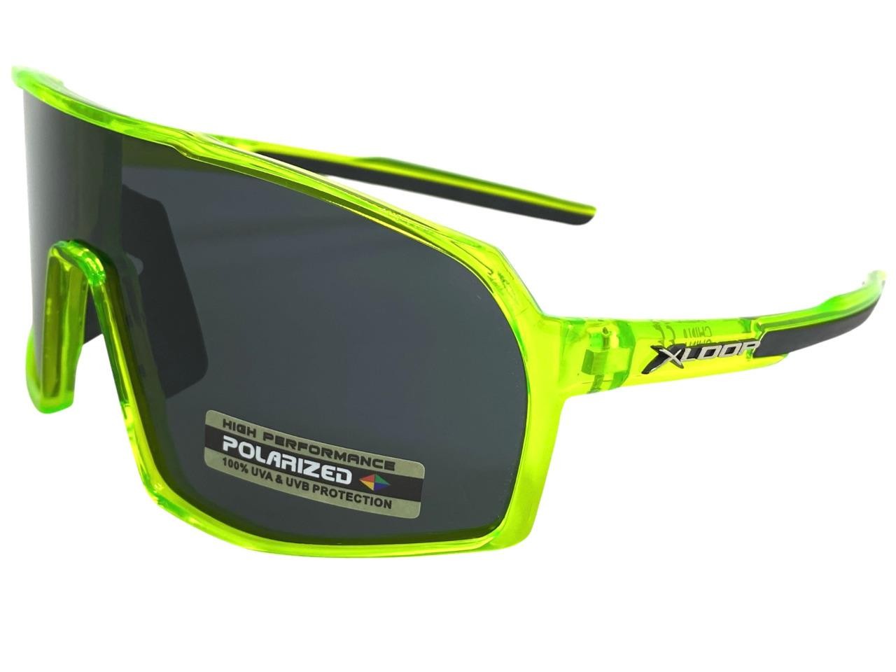 Sporty Biker Wrap Around Shield Fishing POLARIZED SUN GLASSES Large Green Frame
