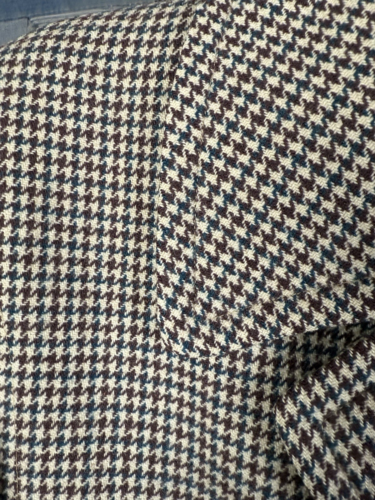 50s VINTAGE Rock-Knit Tailored Houndstooth Overcoat Size 44 Wool BEAUTIFUL Lined