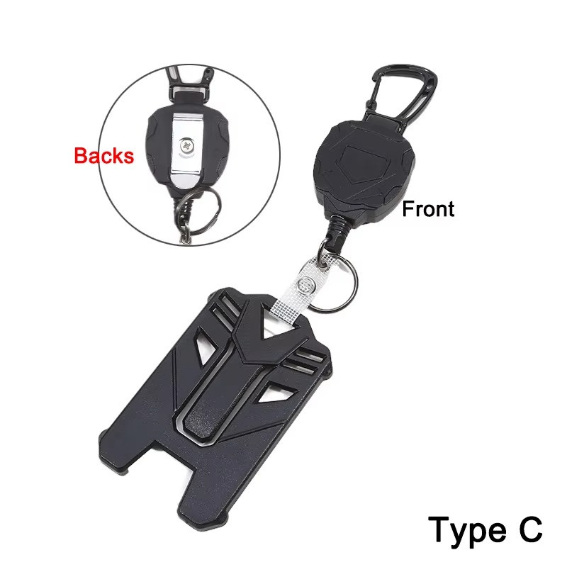 Retractable Badge Holder, Heavy Duty Carabiner Keychain, Tactical ID Card Holder
